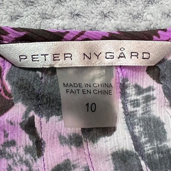 Peter Nygard Top Womens 10 Pink Black Long Sleeve Round Neck Floral Spots Print - Picture 12 of 14